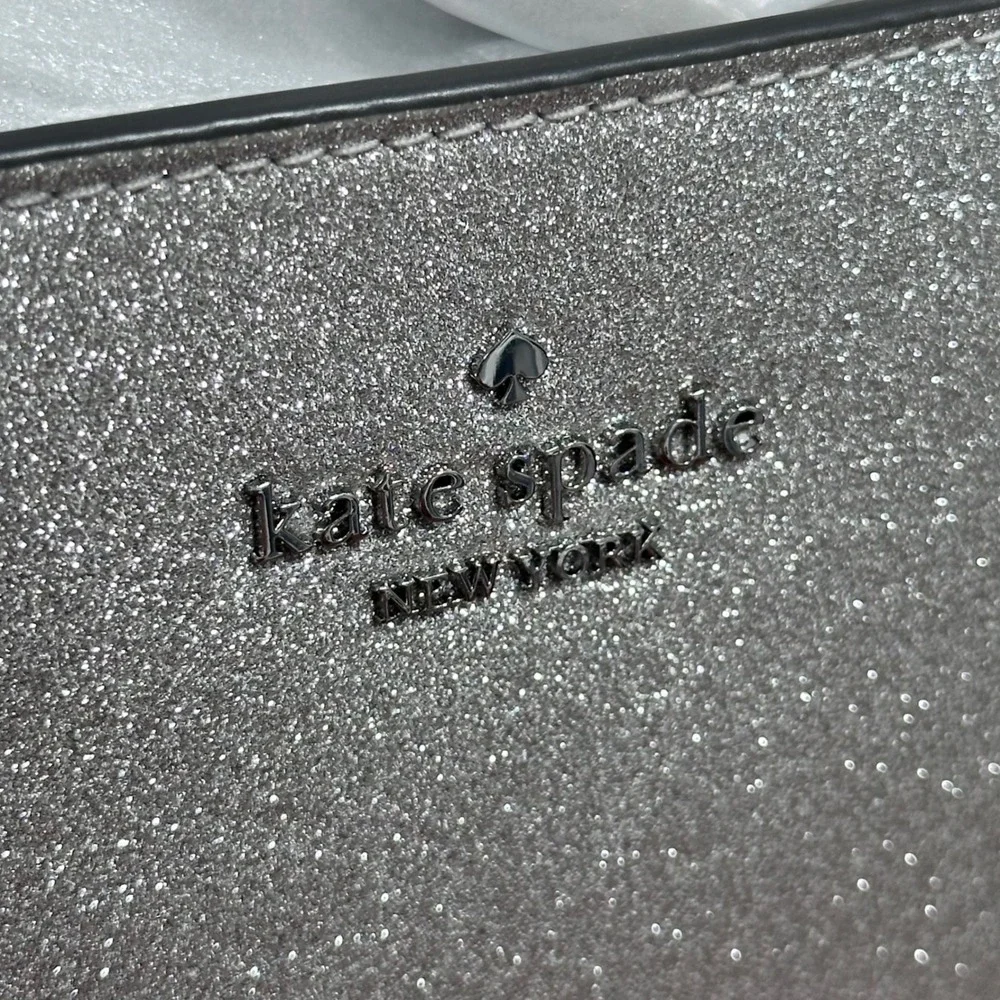 Kate Spade Glimmer Lunar Light Silver Glitter Mixed Medium Satchel Bag